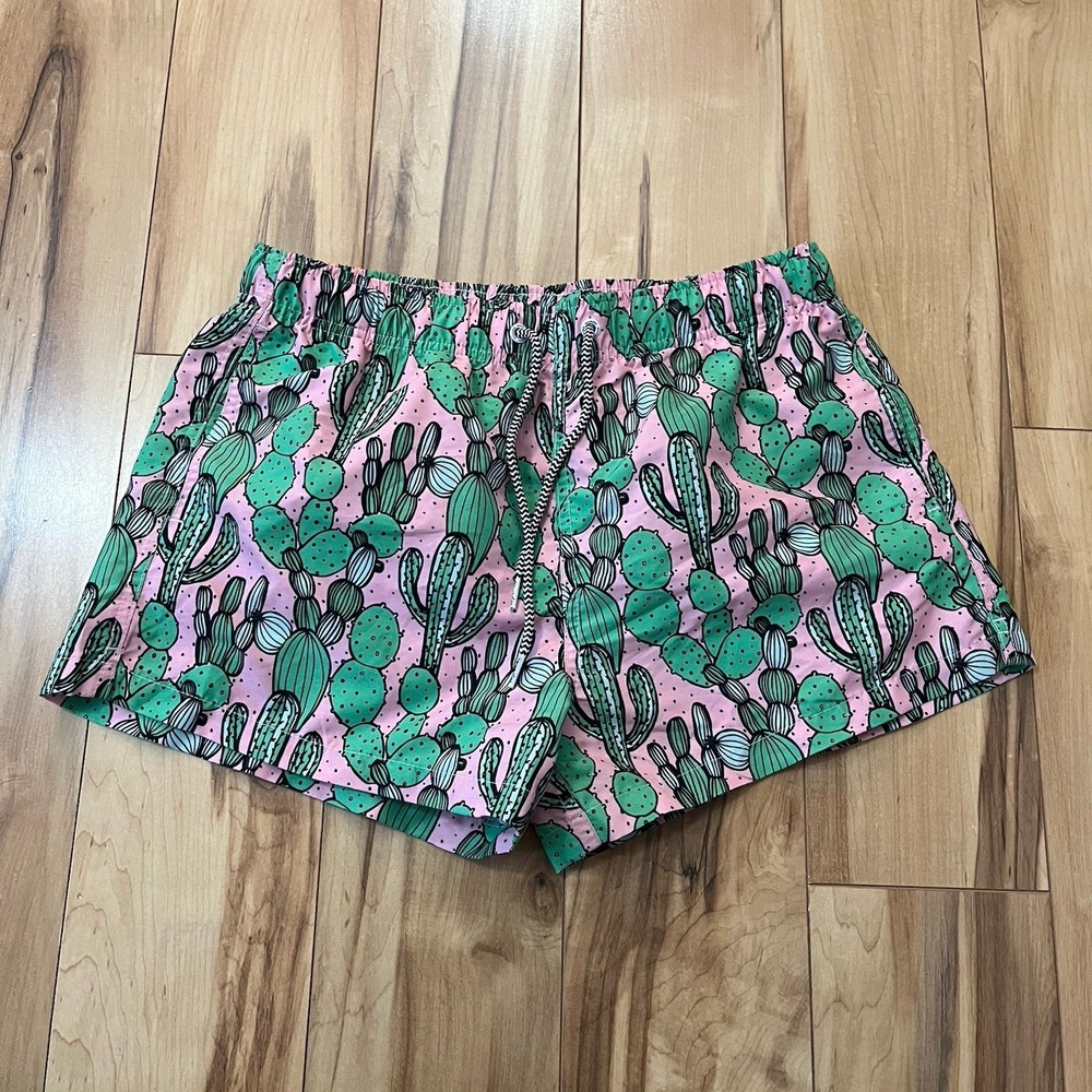 Boardies Apparel Women's Shortie Swim Shorts Pink Cactus Sz M 3" Inseam No Liner